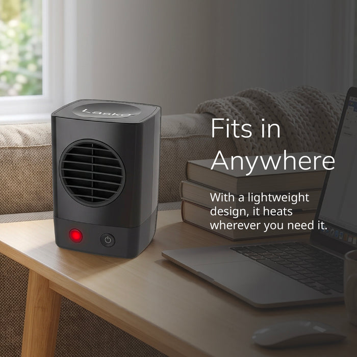 Lasko MyHeat Mini 6" Personal Ceramic Space Heater: 400W, 1 Heat Setting, Black