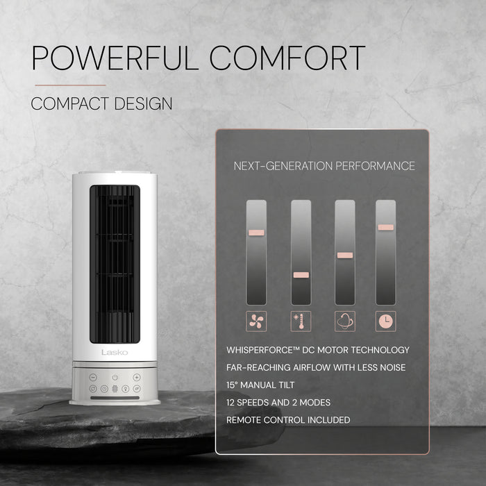 Lasko Pinnacle 15" DC Table Fan: Oscillating, 12-Speed, 15° Tilt, Remote