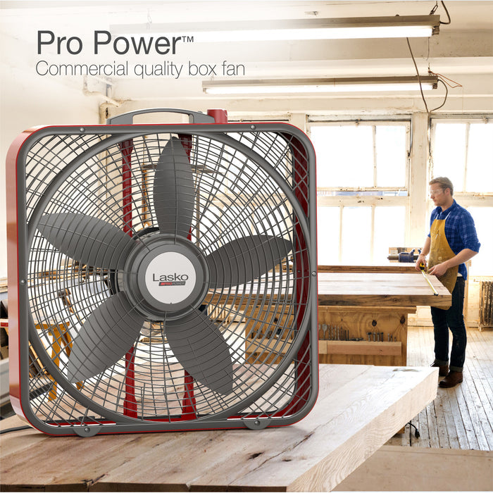 Lasko Pro Power 20" Box Fan: 3-Speed, Weather-Resistant Motor