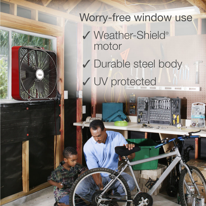 Lasko Pro Power 20" Box Fan: 3-Speed, Weather-Resistant Motor