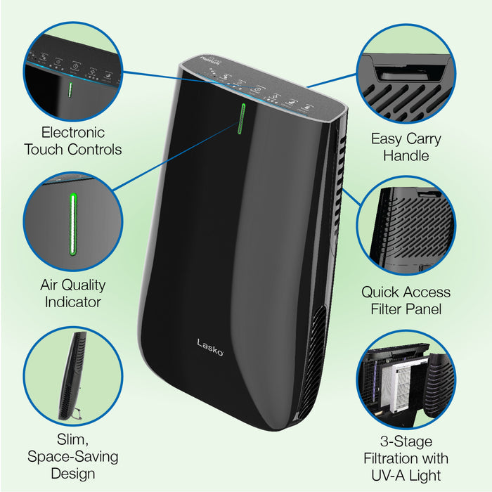 Lasko Pure Platinum 28" Console Air Purifier: 3-Speed, True HEPA, 3-stage UV-C Filtration