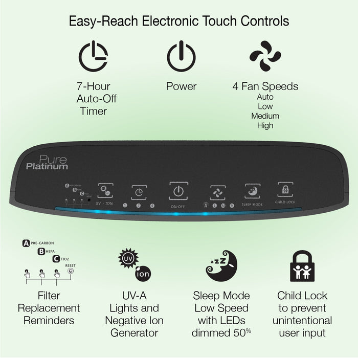 Lasko Pure Platinum 28" Console Air Purifier: 3-Speed, True HEPA, 3-stage UV-C Filtration