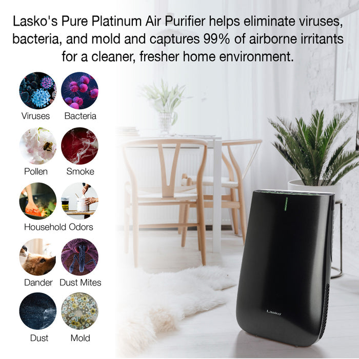 Lasko Pure Platinum 28" Console Air Purifier: 3-Speed, True HEPA, 3-stage UV-C Filtration