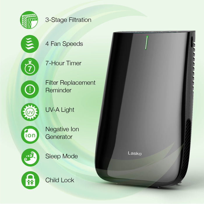 Lasko Pure Platinum 28" Console Air Purifier: 3-Speed, True HEPA, 3-stage UV-C Filtration