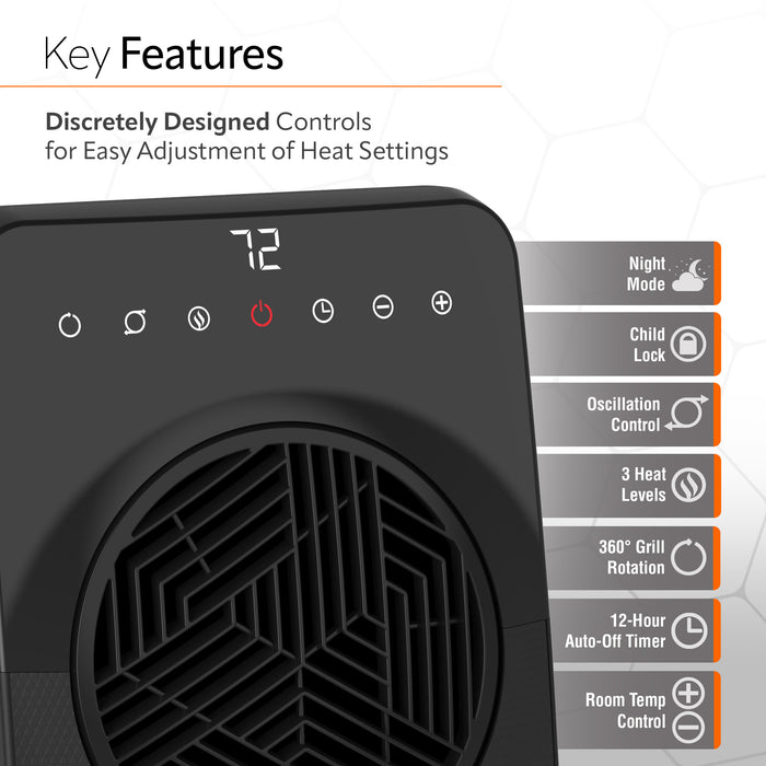 Lasko Revolution II 23" Ceramic Console Space Heater: Oscillating, 3 Heat Settings, Remote, Timer, Tip-Over Switch