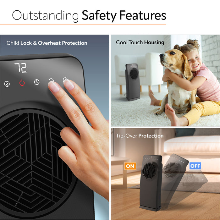 Lasko Revolution II 23" Ceramic Console Space Heater: Oscillating, 3 Heat Settings, Remote, Timer, Tip-Over Switch