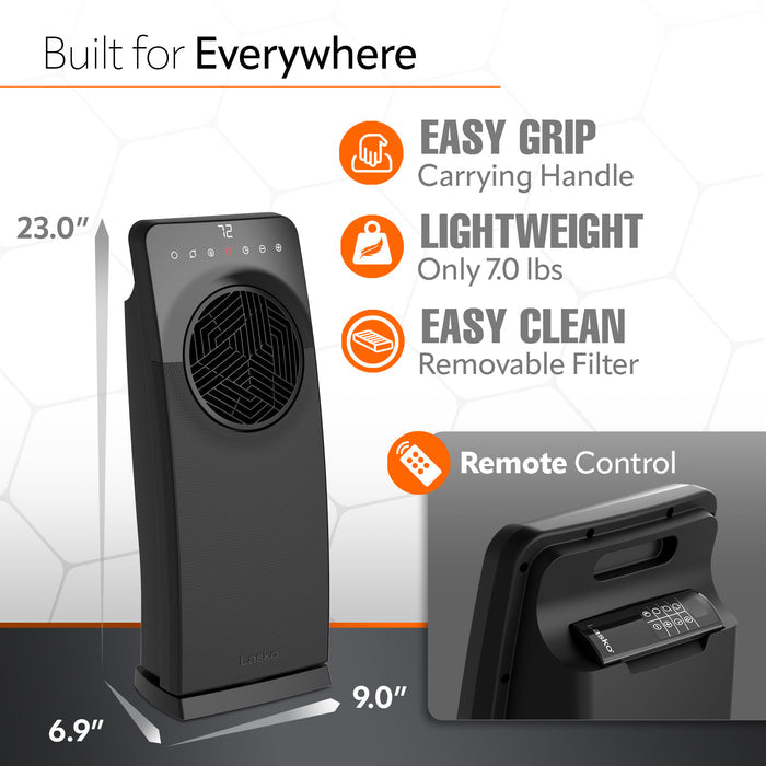 Lasko Revolution II 23" Ceramic Console Space Heater: Oscillating, 3 Heat Settings, Remote, Timer, Tip-Over Switch