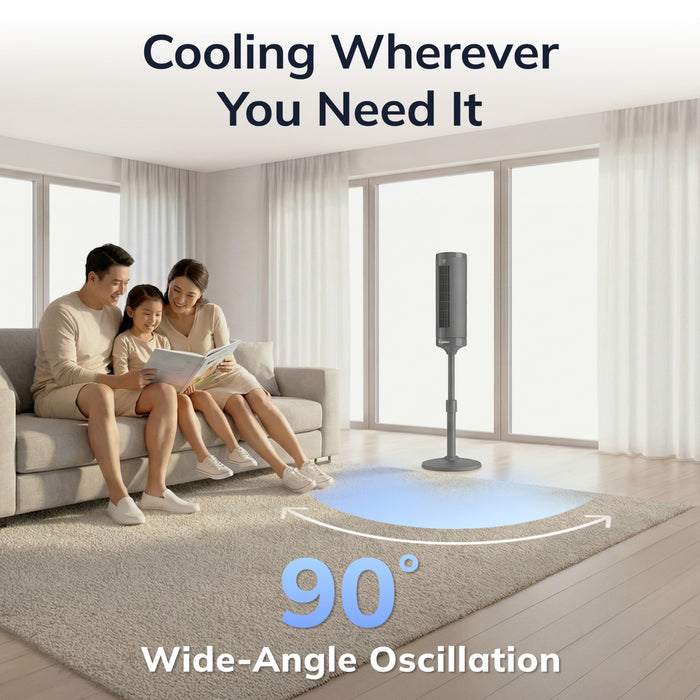 Lasko Rise 54" AC Pedestal Fan: Oscillating, 4-Speed, Remote, Timer