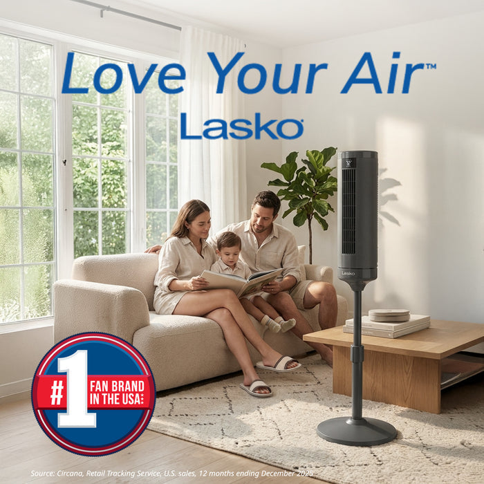 Lasko Rise 54" AC Pedestal Fan: Oscillating, 4-Speed, Remote, Timer