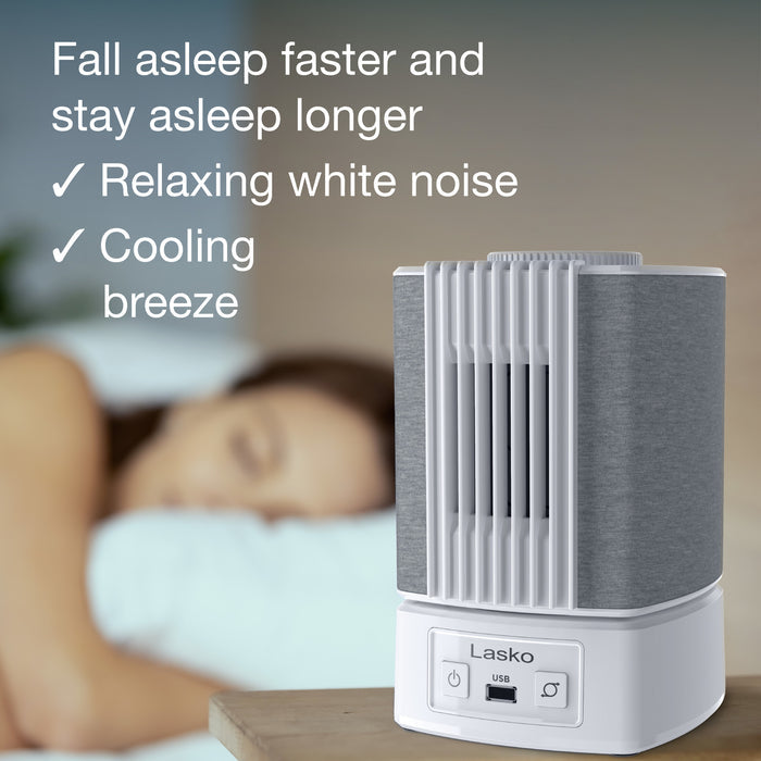 Lasko SlumberBreeze 8" Table Fan with White Noise: Oscillating, 2-Speed
