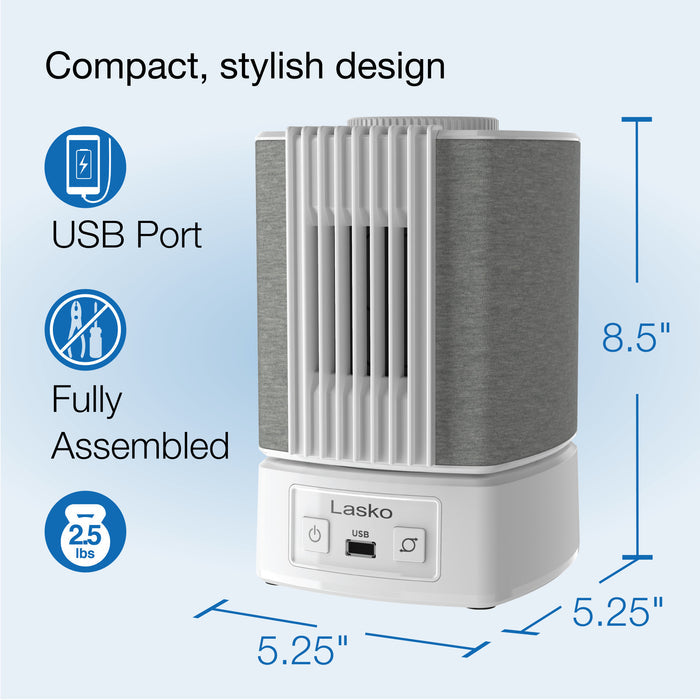Lasko SlumberBreeze 8" Table Fan with White Noise: Oscillating, 2-Speed