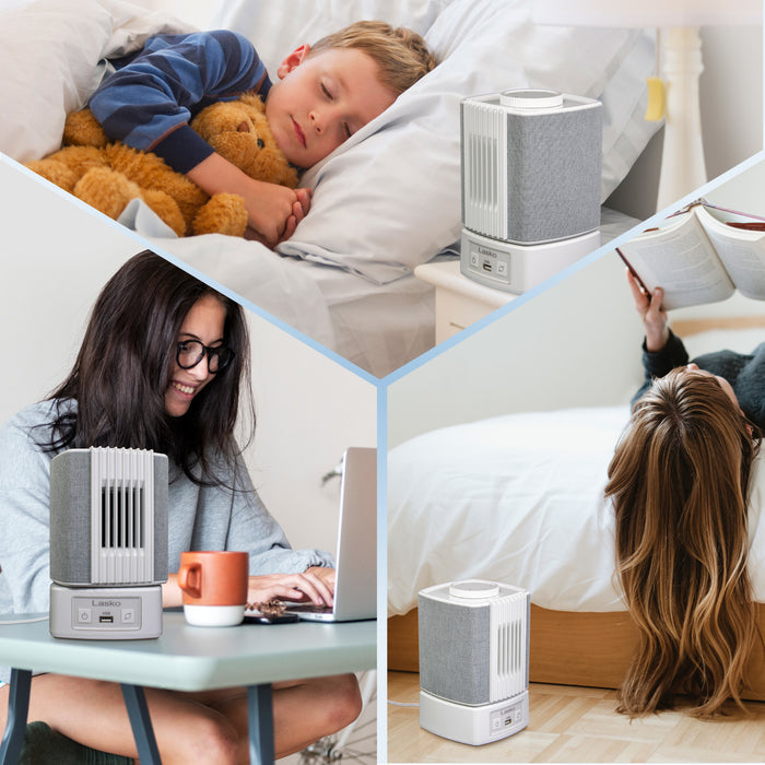 Lasko SlumberBreeze 8" Table Fan with White Noise: Oscillating, 2-Speed