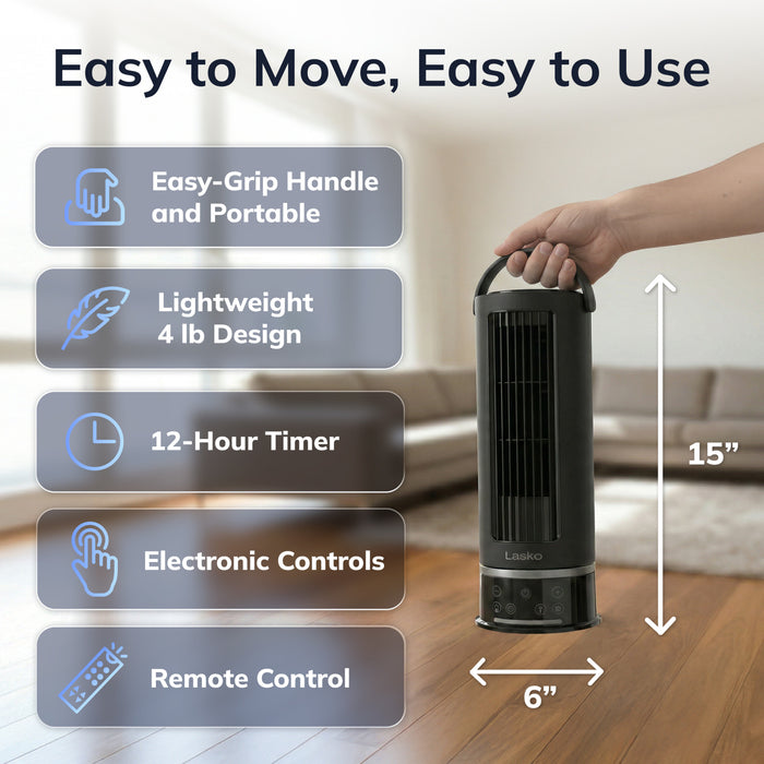 Lasko StealthBreeze 15" DC Table Fan: Oscillating, 12-Speed, 15° Tilt, Remote