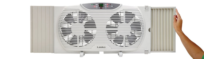 Lasko Twin Window Fan: 3-Speed, Electrically Reversible, Remote, White