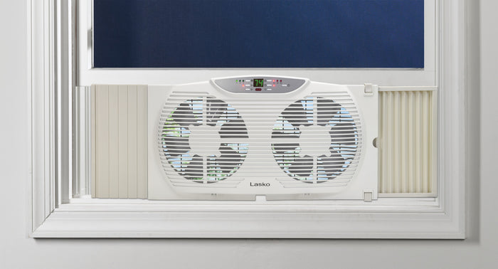 Lasko Twin Window Fan: 3-Speed, Electrically Reversible, Remote, White