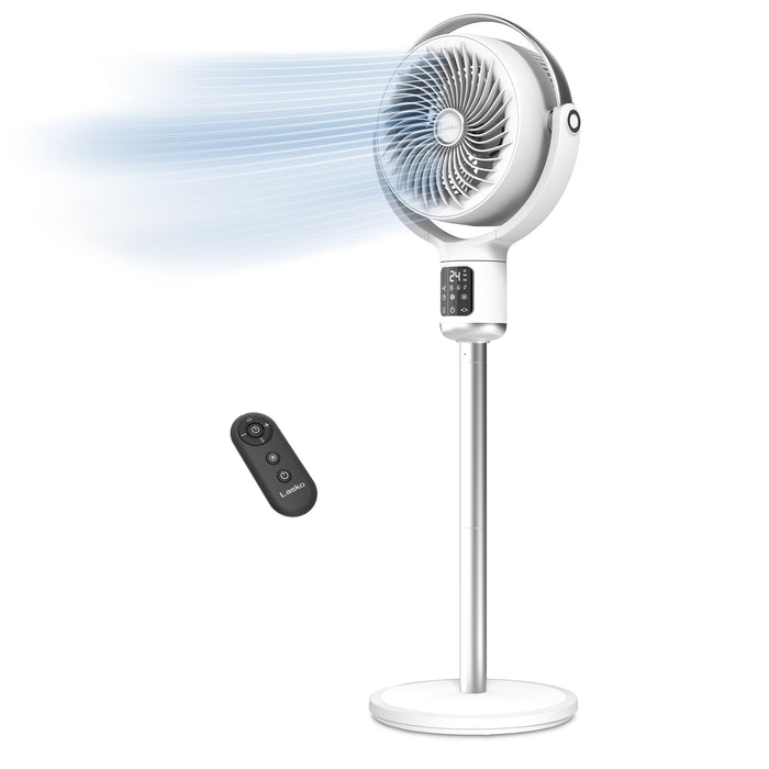 Lasko Whirlwind 7" DC Pedestal Fan: Dual Oscillation, 24-Speed, Remote, Timer