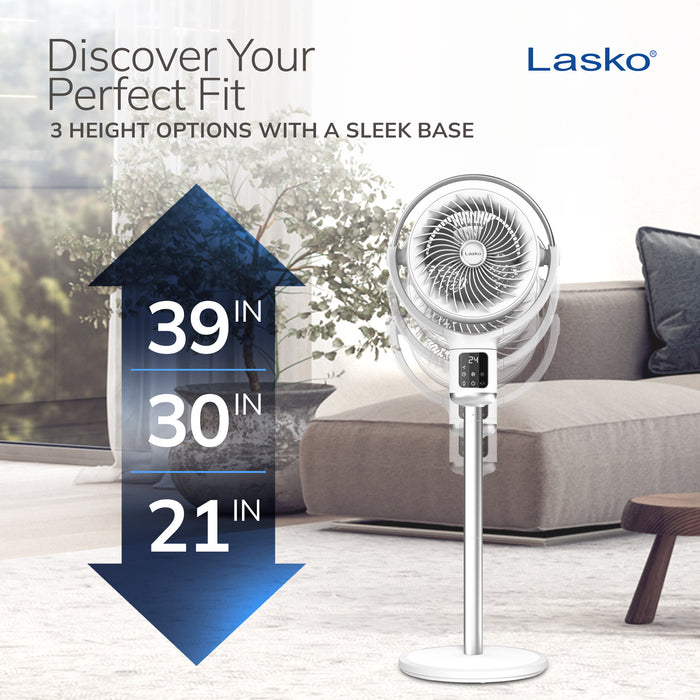 Lasko Whirlwind 7" DC Pedestal Fan: Dual Oscillation, 24-Speed, Remote, Timer