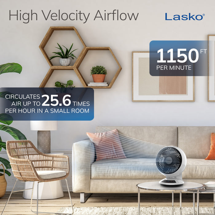 Lasko Whirlwind 7" Table Fan: Dual Oscillation, 3-Speed, Remote