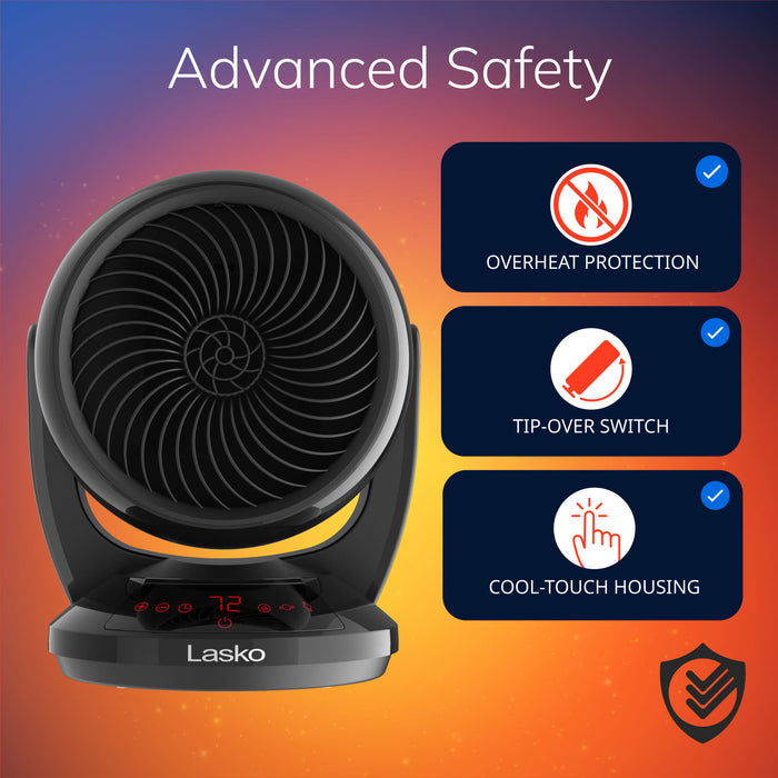 Lasko Whirlwind Heat 13.5" Ceramic Space Heater: Dual Oscillation, 3 Heat Settings, Remote, Timer, Thermostat
