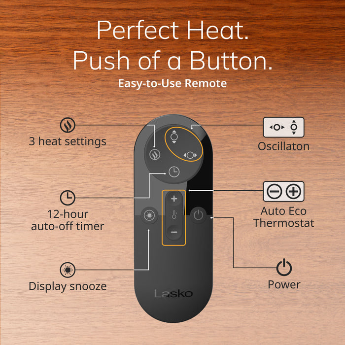 Lasko Whirlwind Heat 13.5" Ceramic Space Heater: Dual Oscillation, 3 Heat Settings, Remote, Timer, Thermostat