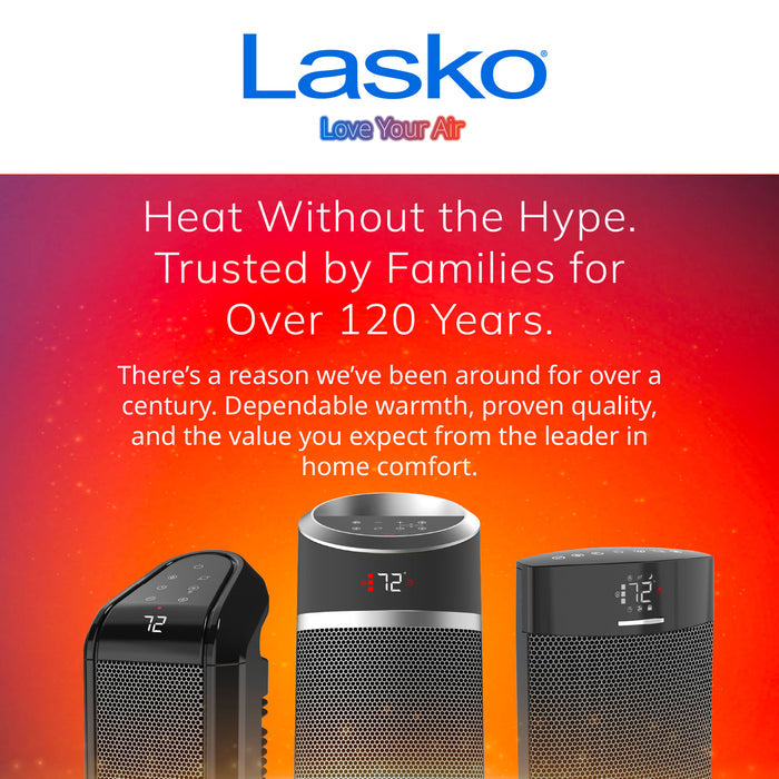 Lasko Whirlwind Heat 13.5" Ceramic Space Heater: Dual Oscillation, 3 Heat Settings, Remote, Timer, Thermostat