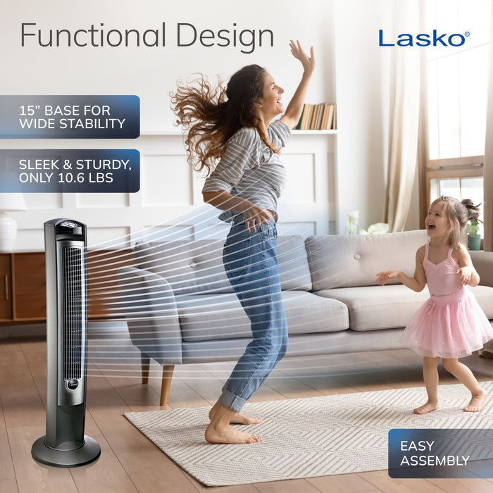 Lasko Wind Curve 42" Tower Fan: Oscillating, 3-Speed, Remote, Timer