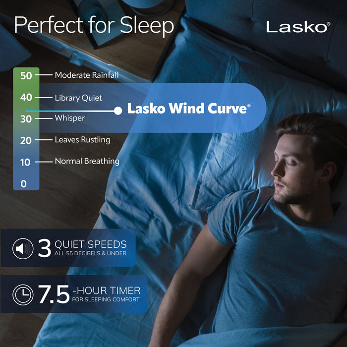 Lasko Wind Curve 42" Tower Fan: Oscillating, 3-Speed, Remote, Timer