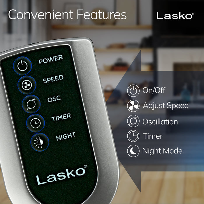 Lasko Wind Curve 42" Tower Fan: Oscillating, 3-Speed, Remote, Timer