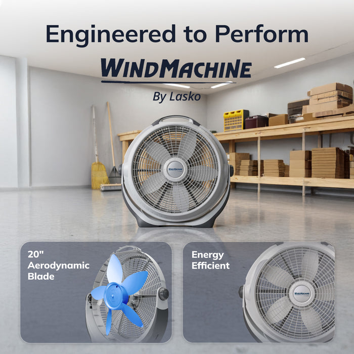 Lasko Wind Machine 20" Air Circulator Fan: 3-Speed, Pivoting, Gray