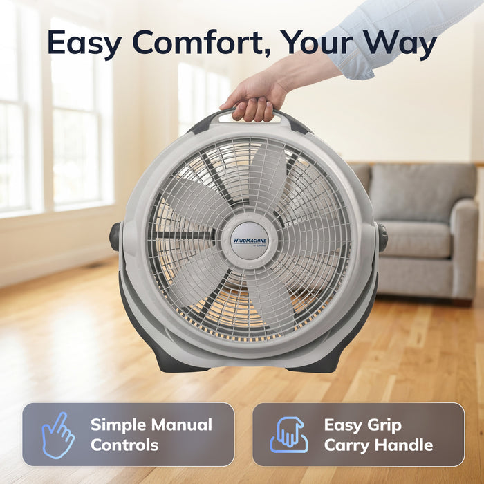 Lasko Wind Machine 20" Air Circulator Fan: 3-Speed, Pivoting, Gray
