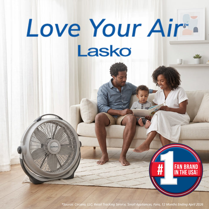 Lasko Wind Machine 20" Air Circulator Fan: 3-Speed, Pivoting, Gray