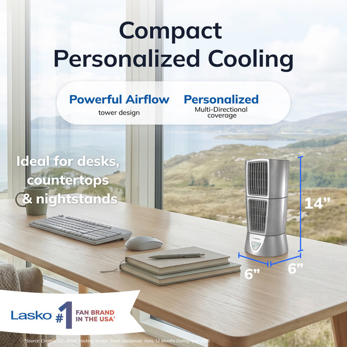Lasko Wind Tower 14" Table Fan: Oscillating, 3-Speed, Pivoting