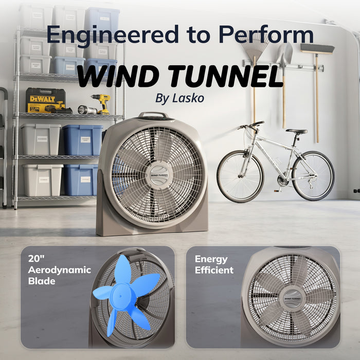 Lasko Wind Tunnel 20" Air Circulator Fan: Wall Mount, 3-Speed, Remote, Timer