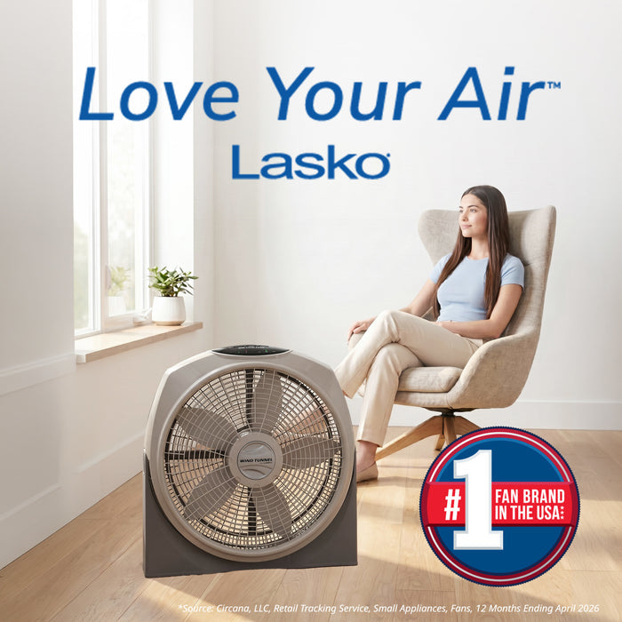 Lasko Wind Tunnel 20" Air Circulator Fan: Wall Mount, 3-Speed, Remote, Timer