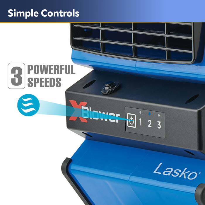 Lasko X-Blower 11" Air Mover Blower Fan: 3-Speed, High Velocity, 1 Outlet