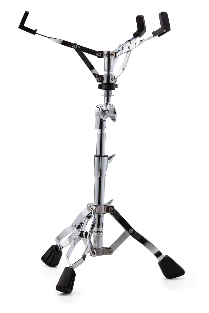 Support caisse claire Venus, angle ajustable par paliers, pied à double embase, chrome