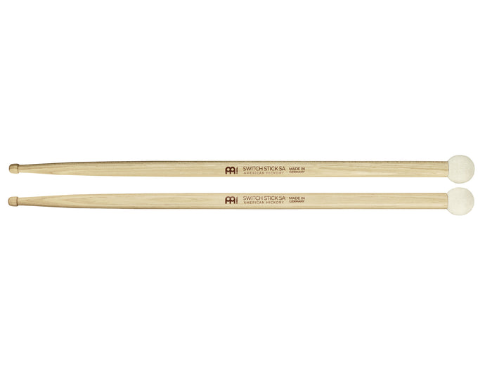 Switch Stick 5A Meinl, 1 côté baguette 5A Hybrid et 1 côté mailloche à feutre dur.