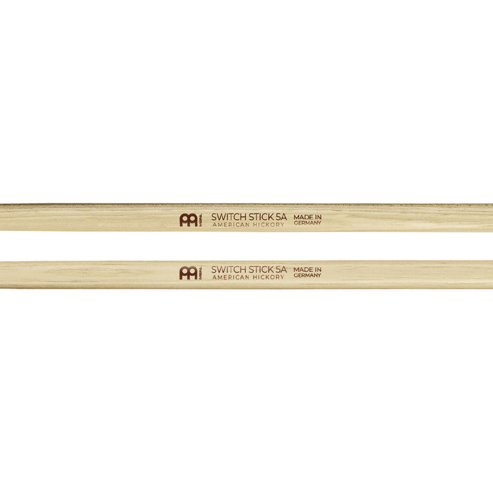 Switch Stick 5A Meinl, 1 côté baguette 5A Hybrid et 1 côté mailloche à feutre dur.