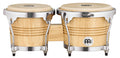 Paire de bongos 6"3/4 & 8", hévéa, peau de buffle, crochets 8mm, cercle arrondis SSR 2mm, accast. chrome, naturel brillant
