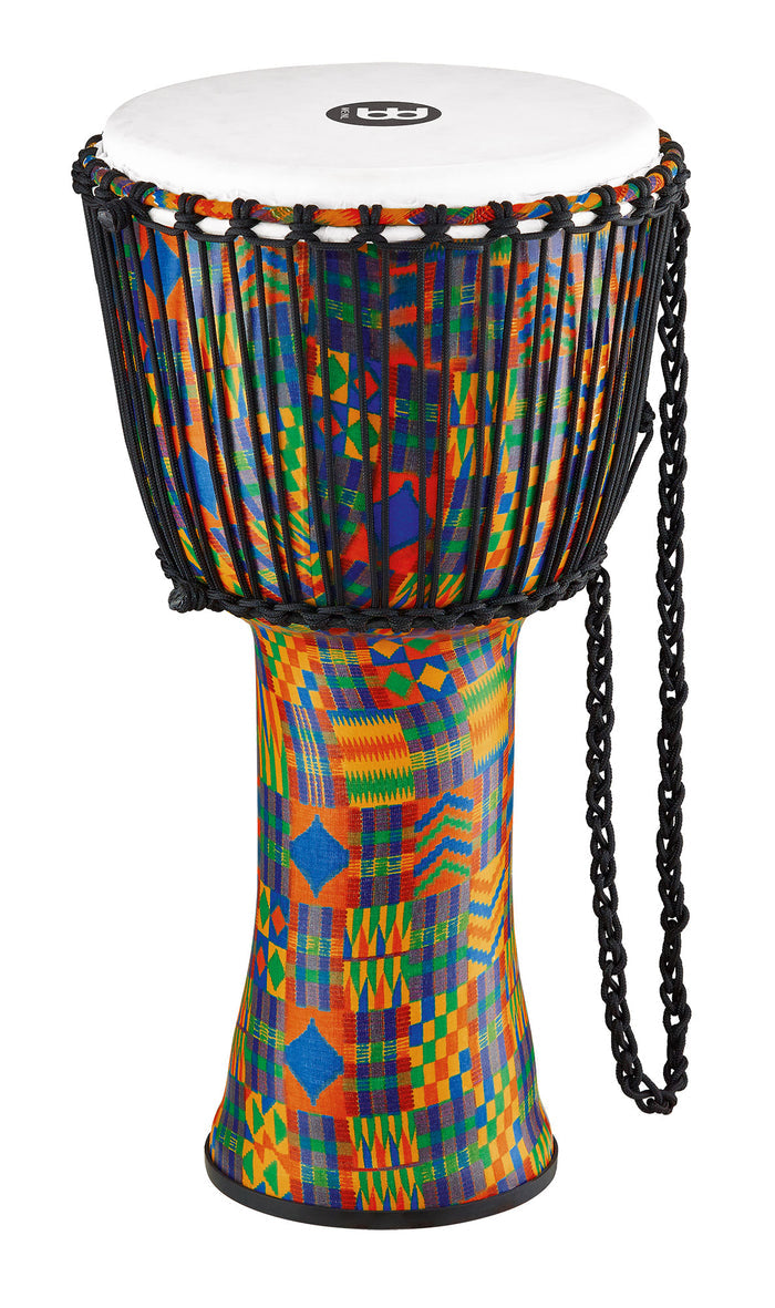 Djembé 12" Travel, fût et peau synthétiques, ultra léger, hauteur 61 cm, cordage nylon HTP 4mm pré-étiré, Kenyan Quilt