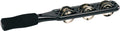 Jingle Stick, cymbalettes acier nickelé, grip gainé mousse, bords crantés pour jouer du guiro, noir