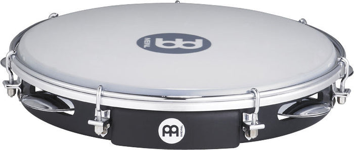 Pandeiro 10", fût ABS, peau synthétique remplaçable, accastillage chromé, 1 rangée de cymbalettes, noir