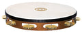 Tambourin bois avec peau de chèvre sélectionnée à la main, 1 rangée de cymbalettes laiton, African Brown
