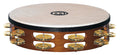 Tambourin bois avec peau de chèvre sélectionnée à la main, 2 rangée de cymbalettes laiton, African Brown
