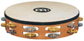 Tambourin bois avec peau de chèvre sélectionnée à la main, 2 rangée de cymbalettes acier nickelé et laiton, Super Natural