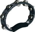 Tambourin ABS demi-lune, 2 rangées cymbalettes acier nickelé, poignée ergonomique, noir