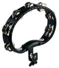 Tambourin ABS demi-lune, 2 rangées cymbalettes acier nickelé, avec attache, noir