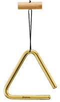 Triangle 10 cm, laiton massif, poignée bois avec attache nylon, batte métal