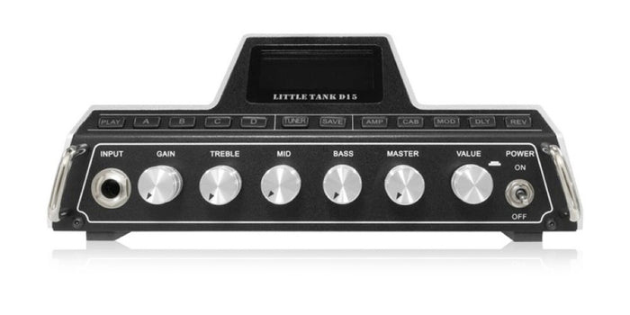 Tête amplifiée LITTLE TANK D15, 15W Class D, 25 simulations d'amplis haute-qualité, 20 simulations de haut-parleurs, gris
