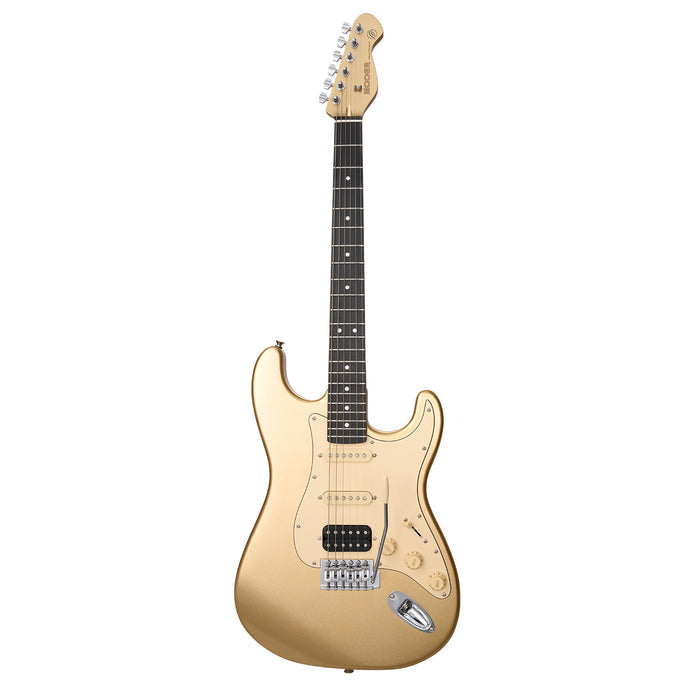 MOOER MSC10 ELITE, corps peuplier, manche érable torréfié satiné, touche ébène tech, gold, avec housse